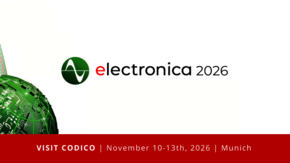 A graphic with the text electronica 2026 and following information: Visit CODICO, November 10-13th 2026, Munich
